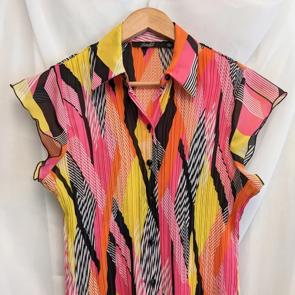 2000's pleated abstract blouse - Picture 4 of 6